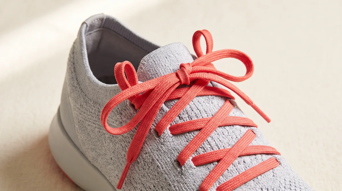 Running shoe laced with a heel lock runner's loop through the extra top eyelet