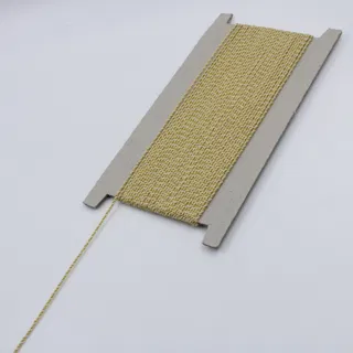 Pale Straw Beige and Gold Metallic 2-Ply Twisted Macrame Cord sample, design MT-D16E2F6A, view 3