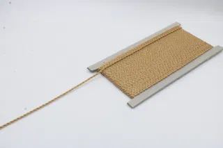 Warm Tan Beige and Gold Metallic 2-Ply Twisted Macrame Cord sample, design MT-7A5DA454, view 3