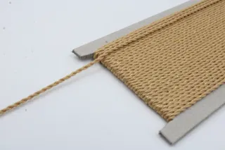 Warm Tan Beige and Gold Metallic 2-Ply Twisted Macrame Cord sample, design MT-7A5DA454, view 4
