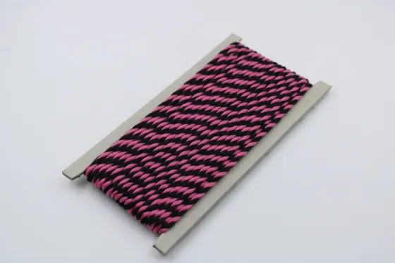 Bubble Gum Pink and Black 2-Ply Twisted Macrame Cord