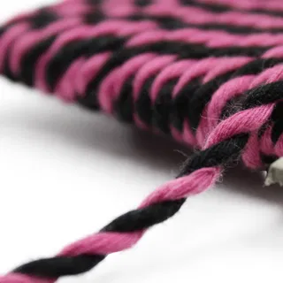 Bubble Gum Pink and Black 2-Ply Twisted Macrame Cord sample, design MT-0E237FF5, view 10