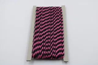 Bubble Gum Pink and Black 2-Ply Twisted Macrame Cord sample, design MT-0E237FF5, view 2
