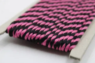 Bubble Gum Pink and Black 2-Ply Twisted Macrame Cord sample, design MT-0E237FF5, view 3