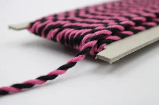Bubble Gum Pink and Black 2-Ply Twisted Macrame Cord sample, design MT-0E237FF5, view 4