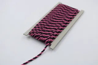 Bubble Gum Pink and Black 2-Ply Twisted Macrame Cord sample, design MT-0E237FF5, view 5