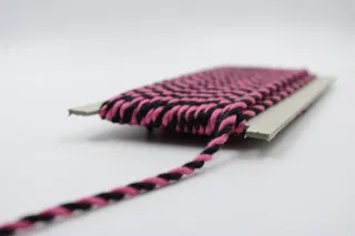 Bubble Gum Pink and Black 2-Ply Twisted Macrame Cord sample, design MT-0E237FF5, view 6