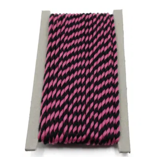 Bubble Gum Pink and Black 2-Ply Twisted Macrame Cord sample, design MT-0E237FF5, view 8