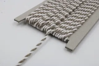 Grey-Taupe and White 2-Ply Twisted Macrame Cord sample, design MT-FE49515A, view 4