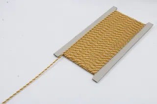 Cream and Mustard Yellow 2-Ply Twisted Macrame Cord sample, design MT-45CAD8EE, view 3