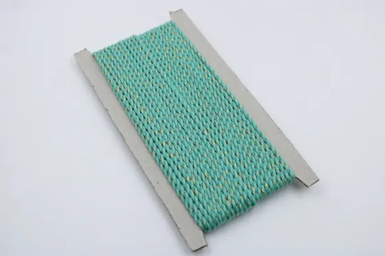 Aqua Turquoise and Gold Metallic 2-Ply Twisted Macrame Cord