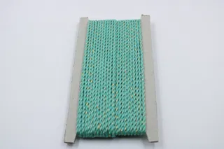 Aqua Turquoise and Gold Metallic 2-Ply Twisted Macrame Cord sample, design MT-9C239200, view 2