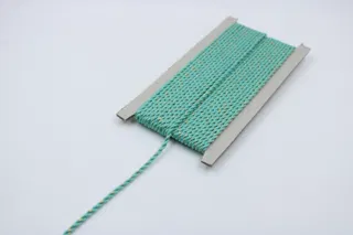 Aqua Turquoise and Gold Metallic 2-Ply Twisted Macrame Cord sample, design MT-9C239200, view 4