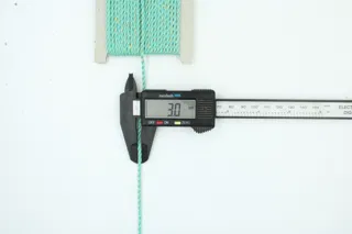 Aqua Turquoise and Gold Metallic 2-Ply Twisted Macrame Cord sample, design MT-9C239200, view 6