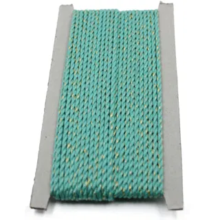 Aqua Turquoise and Gold Metallic 2-Ply Twisted Macrame Cord sample, design MT-9C239200, view 7