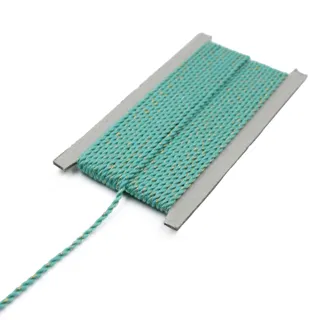 Aqua Turquoise and Gold Metallic 2-Ply Twisted Macrame Cord sample, design MT-9C239200, view 9