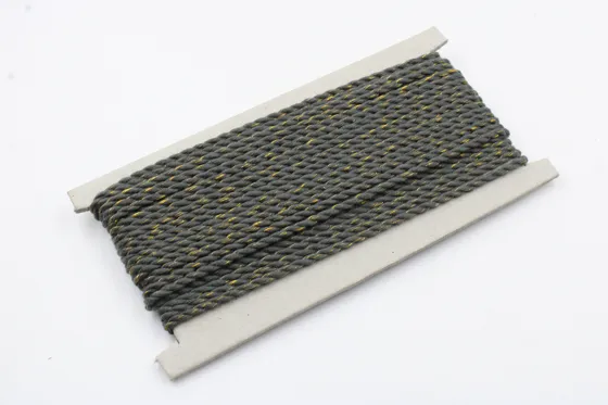 Charcoal Grey and Gold Metallic 2-Ply Twisted Macrame Cord