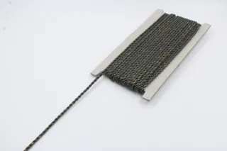 Charcoal Grey and Gold Metallic 2-Ply Twisted Macrame Cord sample, design MT-D36170A7, view 3