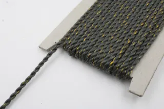 Charcoal Grey and Gold Metallic 2-Ply Twisted Macrame Cord sample, design MT-D36170A7, view 4