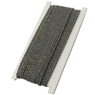 Charcoal Grey and Gold Metallic 2-Ply Twisted Macrame Cord sample, design MT-D36170A7, view 6