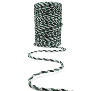 Green, Black and Silver Metallic 2-Ply Twisted Macrame Cord sample, design MT-D66AED1D, view 10