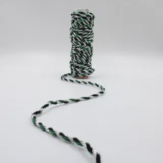 Green, Black and Silver Metallic 2-Ply Twisted Macrame Cord sample, design MT-D66AED1D, view 2
