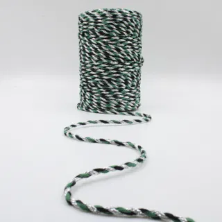 Green, Black and Silver Metallic 2-Ply Twisted Macrame Cord sample, design MT-D66AED1D, view 6