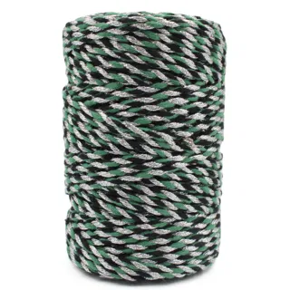 Green, Black and Silver Metallic 2-Ply Twisted Macrame Cord sample, design MT-D66AED1D, view 9
