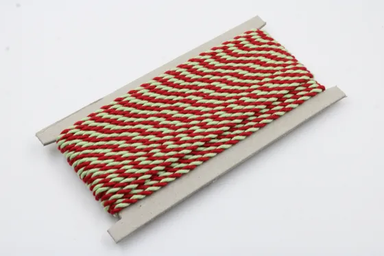 Pale Mint Green and Red 2-Ply Twisted Macrame Cord