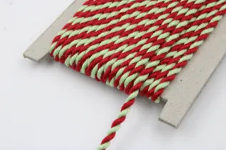 Pale Mint Green and Red 2-Ply Twisted Macrame Cord sample, design MT-5374B50D, view 4