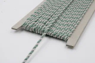 Teal Green and Grey-White 2-Ply Twisted Macrame Cord sample, design MT-67F20D4E, view 3