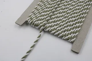 Olive Green and White 2-Ply Twisted Macrame Cord sample, design MT-55883F0B, view 5