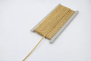 Light Golden Yellow Metallic 2-Ply Twisted Macrame Cord sample, design MT-1C30A9DA, view 3