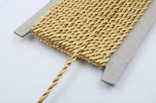 Light Golden Yellow Metallic 2-Ply Twisted Macrame Cord sample, design MT-1C30A9DA, view 4