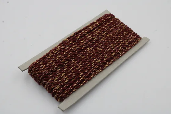 Maroon and Gold Metallic 2-Ply Twisted Macrame Cord