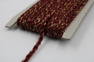 Maroon and Gold Metallic 2-Ply Twisted Macrame Cord sample, design MT-0F855AFF, view 4