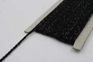 Black and Silver Metallic 2-Ply Twisted Macrame Cord sample, design MT-788FEB0F, view 4