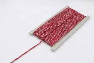 Red and Silver-White 2-Ply Twisted Macrame Cord sample, design MT-D3FEF1EC, view 3