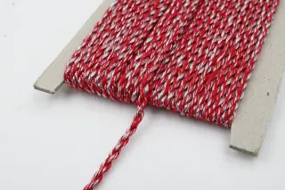 Red and Silver-White 2-Ply Twisted Macrame Cord sample, design MT-D3FEF1EC, view 4