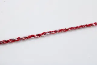 Red and Silver-White 2-Ply Twisted Macrame Cord sample, design MT-D3FEF1EC, view 5