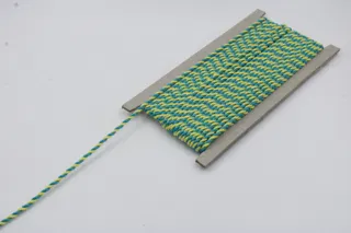 Lime Green and Teal Blue 2-Ply Twisted Macrame Cord sample, design MT-004BE368, view 3