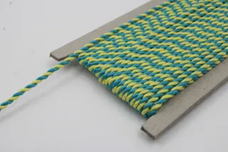 Lime Green and Teal Blue 2-Ply Twisted Macrame Cord sample, design MT-004BE368, view 4
