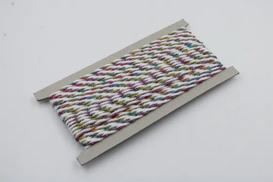 White and Multicolour Metallic 2-Ply Twisted Macrame Cord