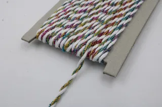 White and Multicolour Metallic 2-Ply Twisted Macrame Cord sample, design MT-4E0D6CED, view 4
