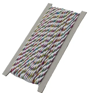 White and Multicolour Metallic 2-Ply Twisted Macrame Cord sample, design MT-4E0D6CED, view 6