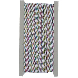 White and Multicolour Metallic 2-Ply Twisted Macrame Cord sample, design MT-4E0D6CED, view 7