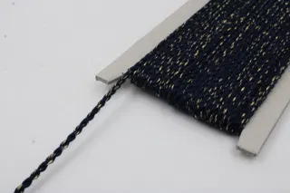 Ink Navy and Gold Metallic 2-Ply Twisted Macrame Cord sample, design MT-A732EEB6, view 4