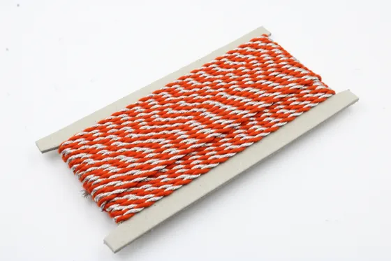 Orange and Silver Metallic 2-Ply Twisted Macrame Cord