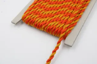 Bright Orange and Mustard Yellow 2-Ply Twisted Macrame Cord sample, design MT-A95FE3BE, view 4