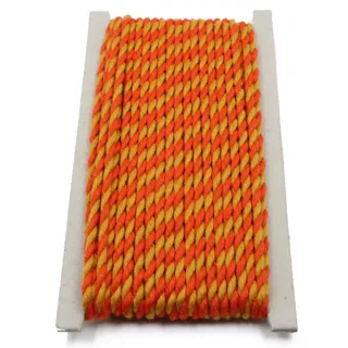 Bright Orange and Mustard Yellow 2-Ply Twisted Macrame Cord sample, design MT-A95FE3BE, view 7